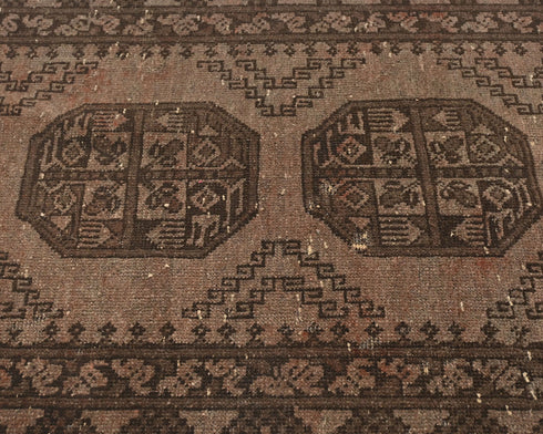 3x6 Vintage Brown Persian Style Hand Knotted Low Pile Wool Area Rug